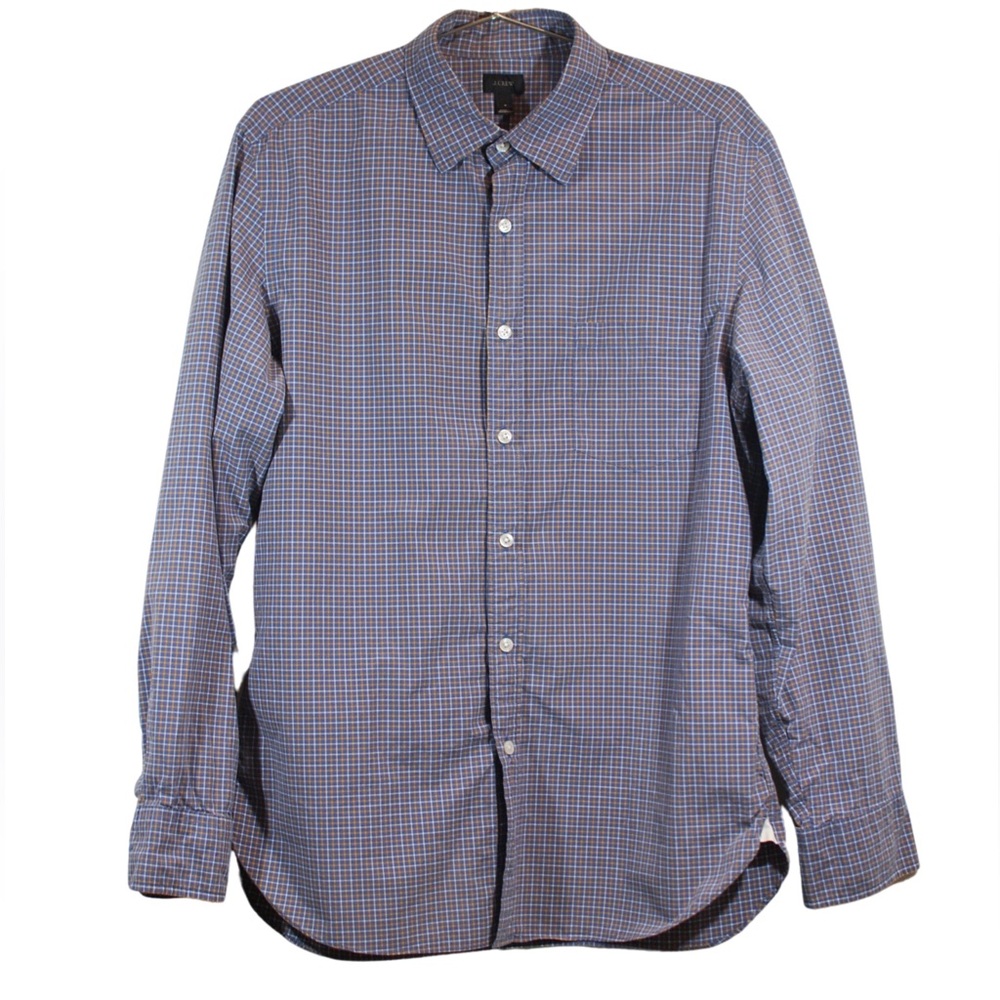 J.CREW Blue Yellow White Plaid Cotton Long Sleeve Button Down Shirt Men's Medium